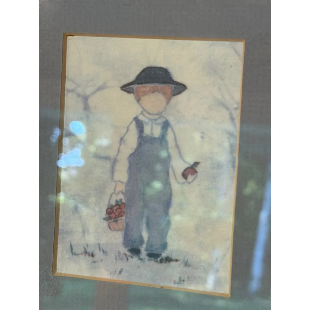 Batiks by Barbara Rasa Children Amish Folk Cabin Country Art Print Framed Decor